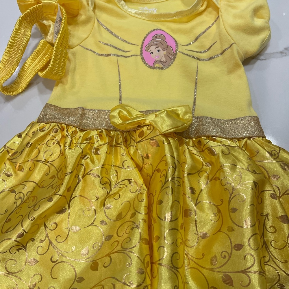 Disney Baby Belle dress onesie and matching bow